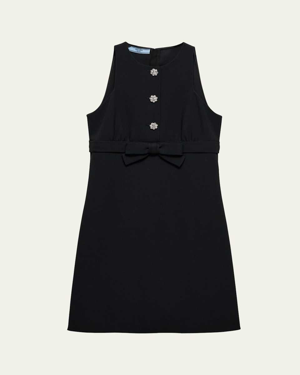 Bow Jeweled Button Mini Dress